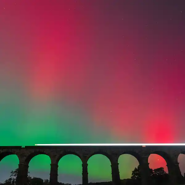 Northern Lights over Crimple Viaduct